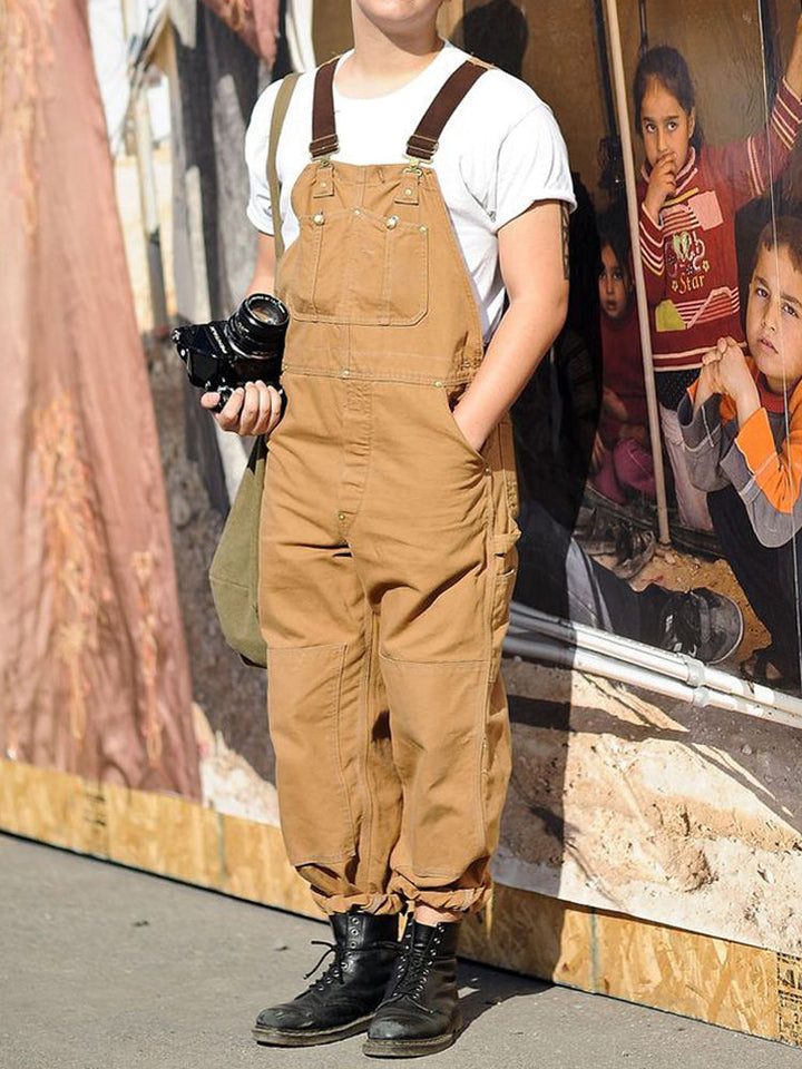 Luc™ | Pantalón de tirantes camel vintage