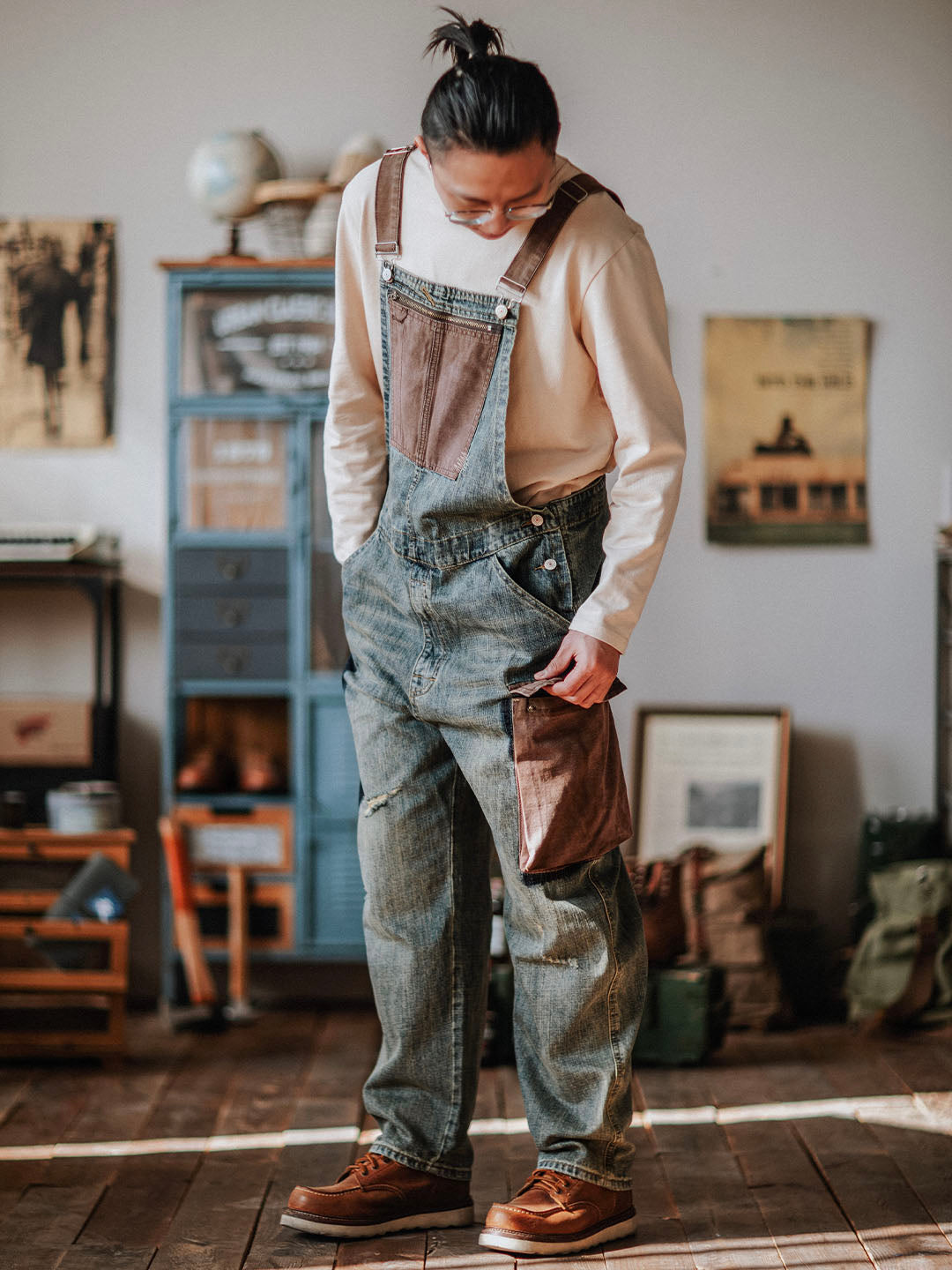 Paul™ | Pantalón de tirantes azul claro casual