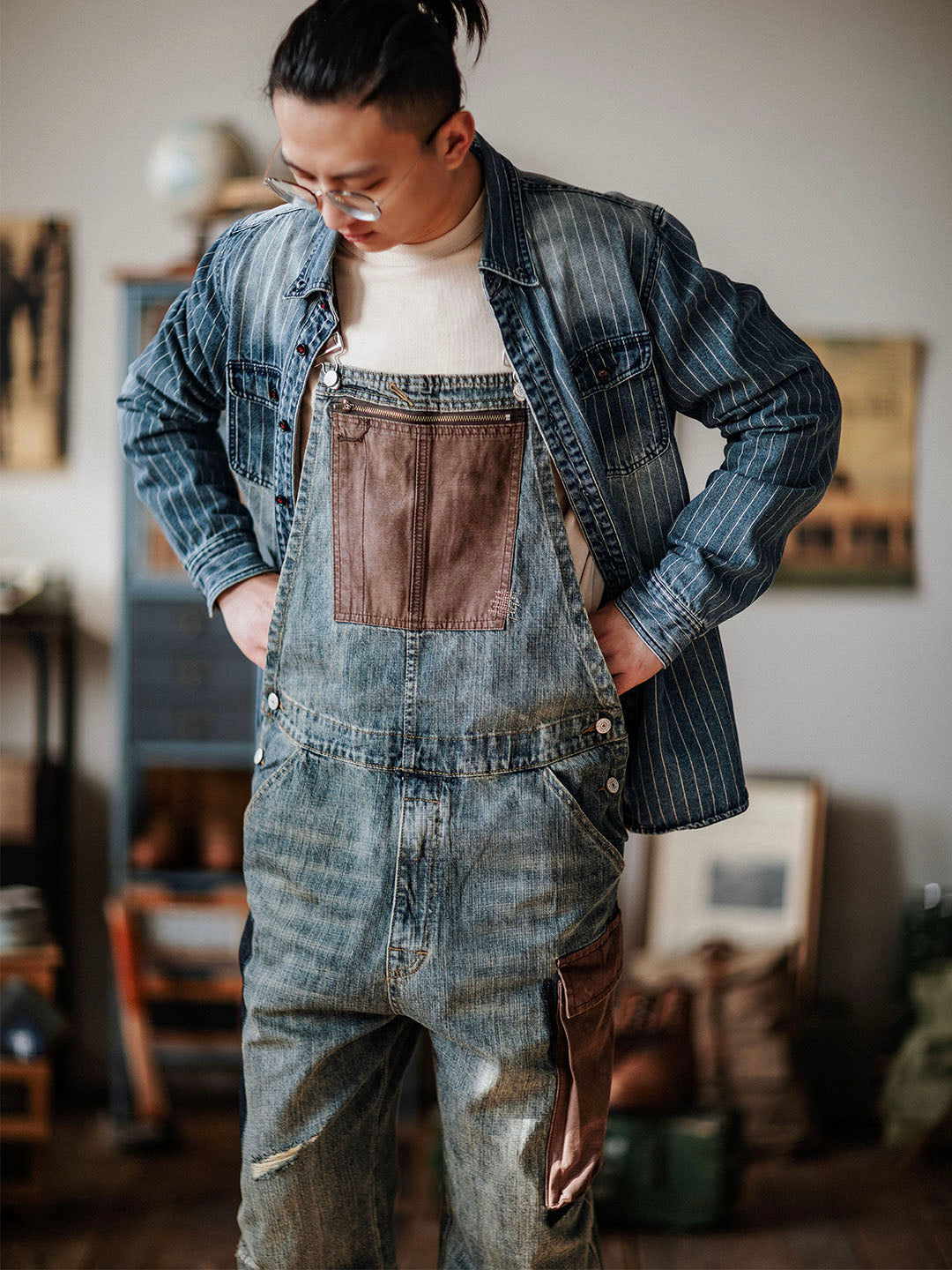 Paul™ | Pantalón de tirantes azul claro casual