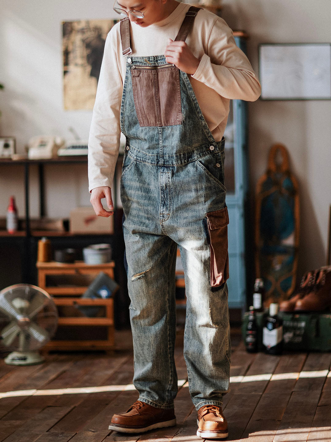 Paul™ | Pantalón de tirantes azul claro casual