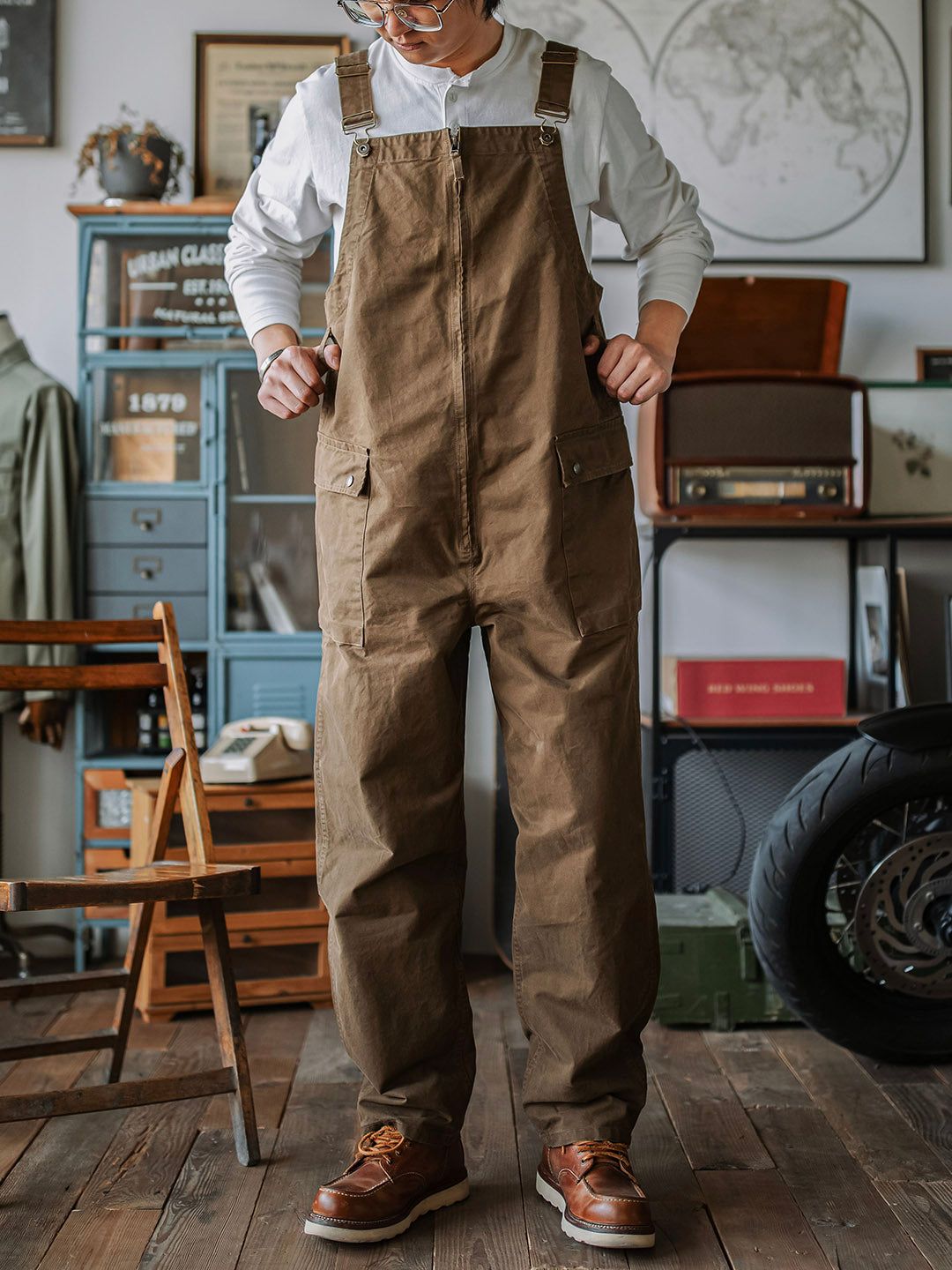 Victor™ | Pantalón de tirantes beige elegante